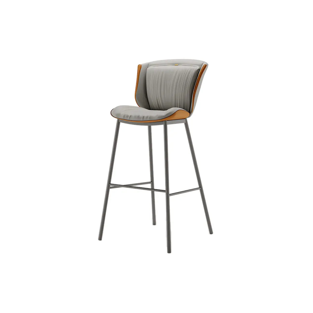 Modern Luxury Trapezoid Cushion Microfiber Leather Carbon Steel Bar Stool