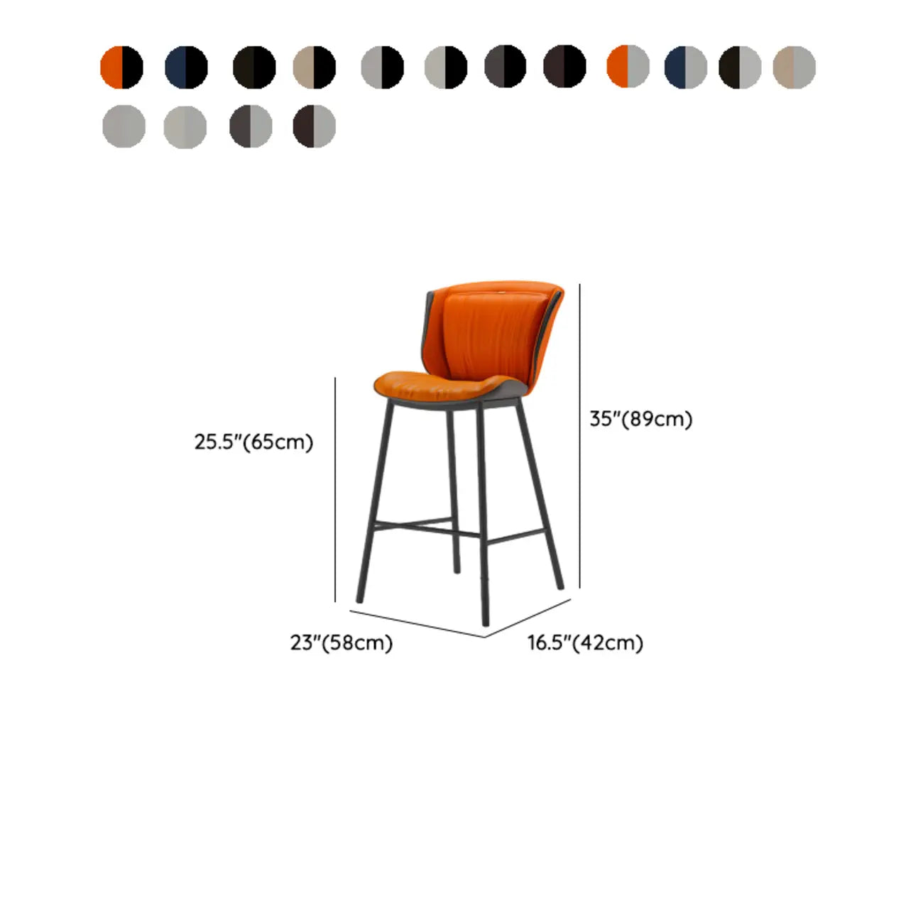 Modern Luxury Trapezoid Cushion Microfiber Leather Carbon Steel Bar Stool
