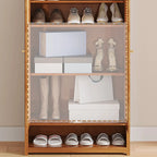 Bohemian Bamboo Entryway Shoe Cabinet with Rattan Doors