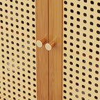 Bohemian Bamboo Entryway Shoe Cabinet with Rattan Doors