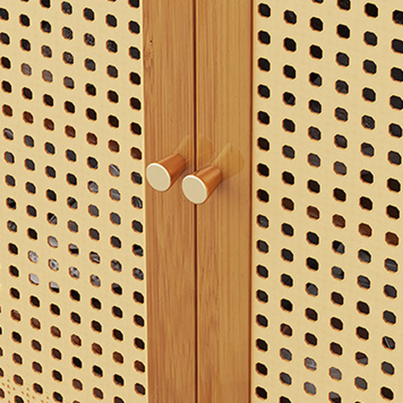 Bohemian Bamboo Entryway Shoe Cabinet with Rattan Doors