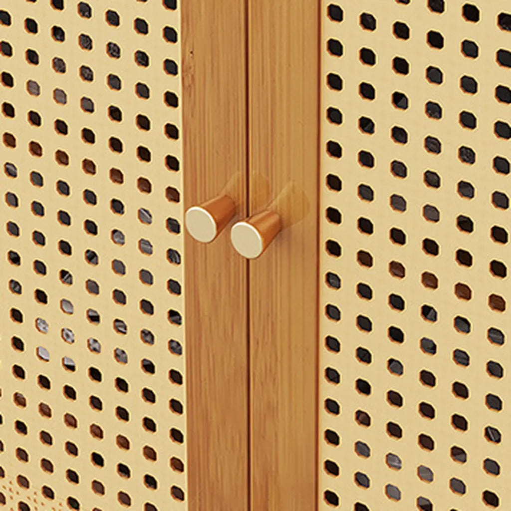 Bohemian Bamboo Entryway Shoe Cabinet with Rattan Doors