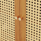 Bohemian Bamboo Entryway Shoe Cabinet with Rattan Doors