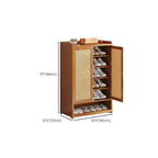 Bohemian Bamboo Entryway Shoe Cabinet with Rattan Doors