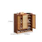 Bohemian Bamboo Entryway Shoe Cabinet with Rattan Doors