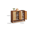 Bohemian Bamboo Entryway Shoe Cabinet with Rattan Doors