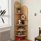 Avocado Green Wood Corner Storage Art Display Cabinet