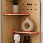 Avocado Green Wood Corner Storage Art Display Cabinet