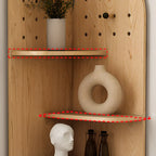 Avocado Green Wood Corner Storage Art Display Cabinet