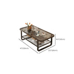 Modern White Rectangle Glass Coffee Table with Shelf