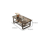 Modern White Rectangle Glass Coffee Table with Shelf