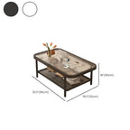Modern White Rectangle Glass Coffee Table with Shelf