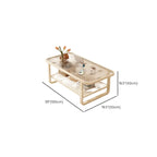 Modern White Rectangle Glass Coffee Table with Shelf