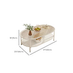 Modern White Rectangle Glass Coffee Table with Shelf