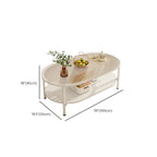 Modern White Rectangle Glass Coffee Table with Shelf