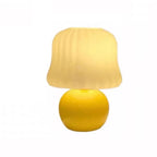 Plug-In Yellow Glass Mushroom Table Lamp for Bedside Lighting
