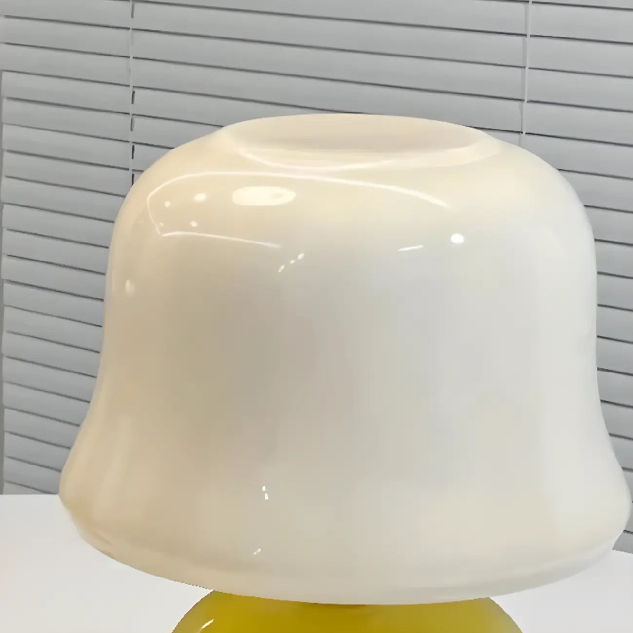 Plug-In Yellow Glass Mushroom Table Lamp for Bedside Lighting