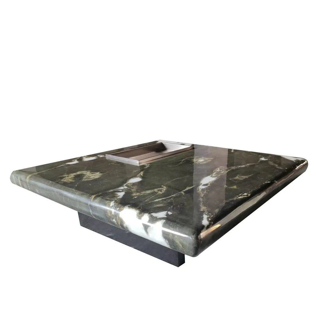Modern Marble Black Rectangular Sleigh Coffee Table