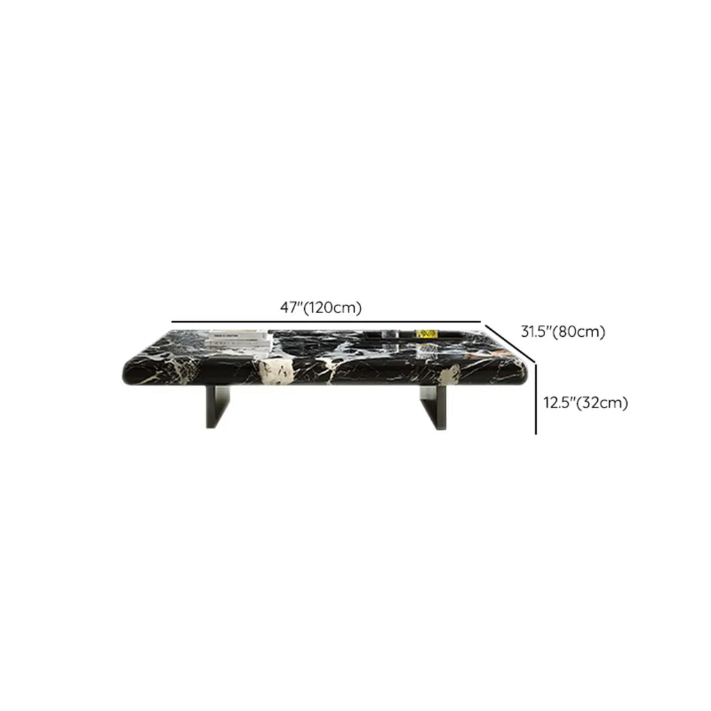 Modern Marble Black Rectangular Sleigh Coffee Table