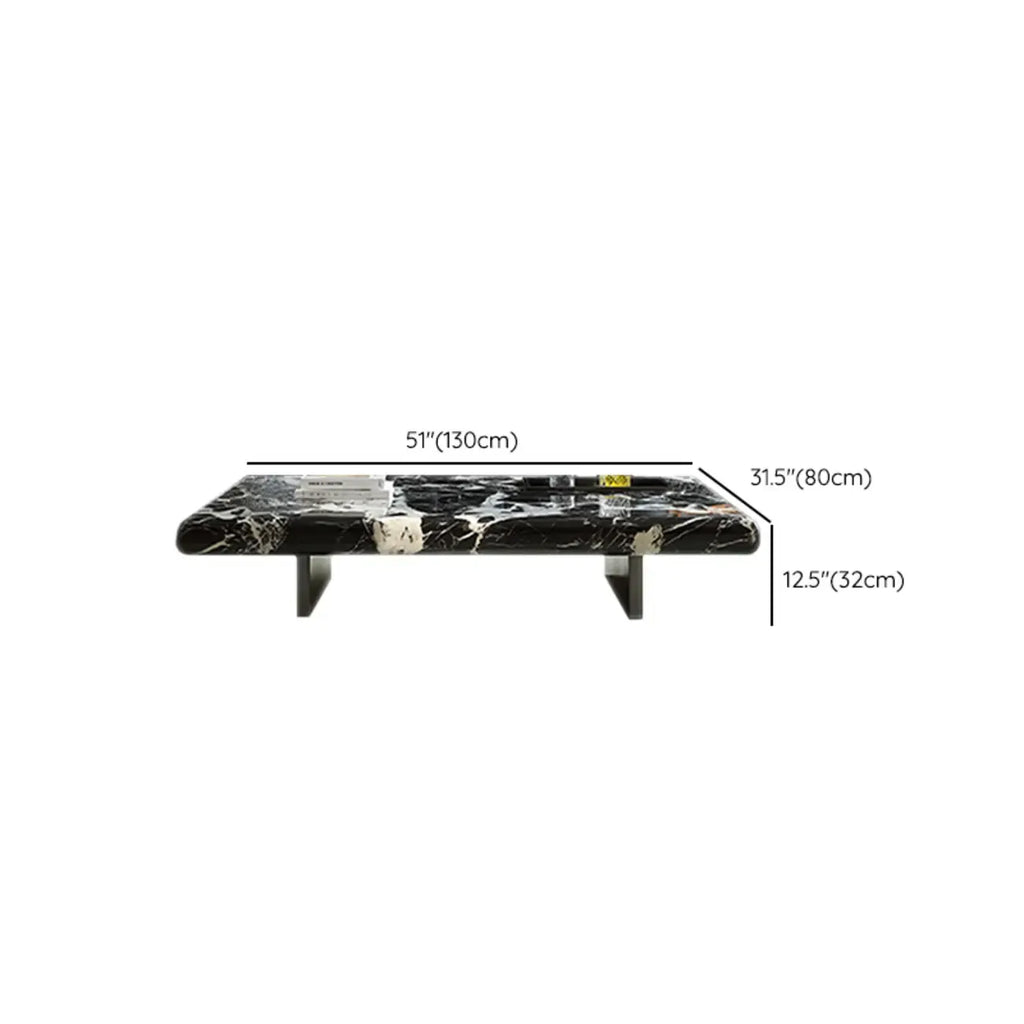 Modern Marble Black Rectangular Sleigh Coffee Table