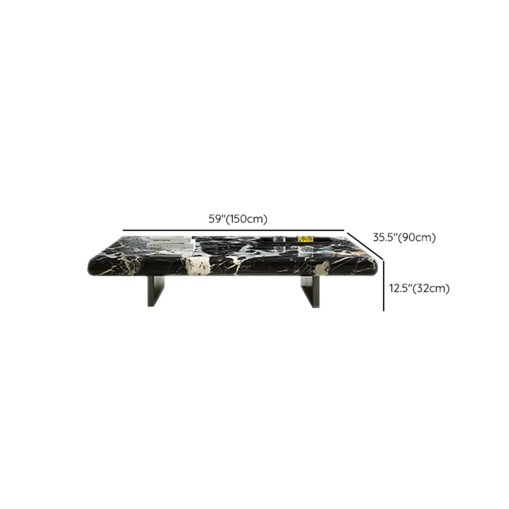 Modern Marble Black Rectangular Sleigh Coffee Table