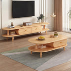 71 Black Oval Wood 3-Shelf TV Stand with Storage Drawers