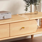 71 Black Oval Wood 3-Shelf TV Stand with Storage Drawers