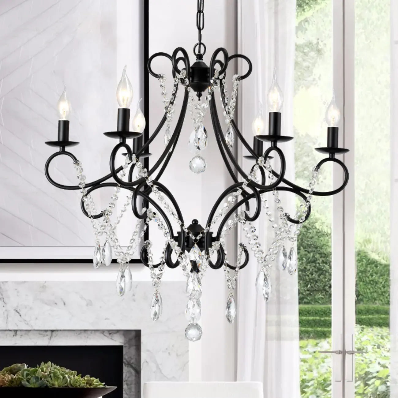Elegant Gold Curved Crystal Candelabra Chandelier