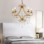 Elegant Gold Curved Crystal Candelabra Chandelier