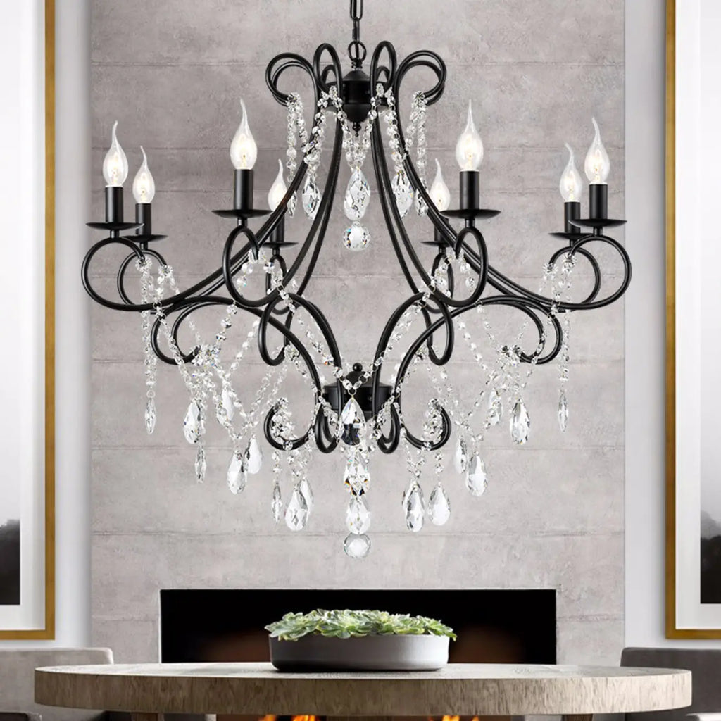 Elegant Gold Curved Crystal Candelabra Chandelier