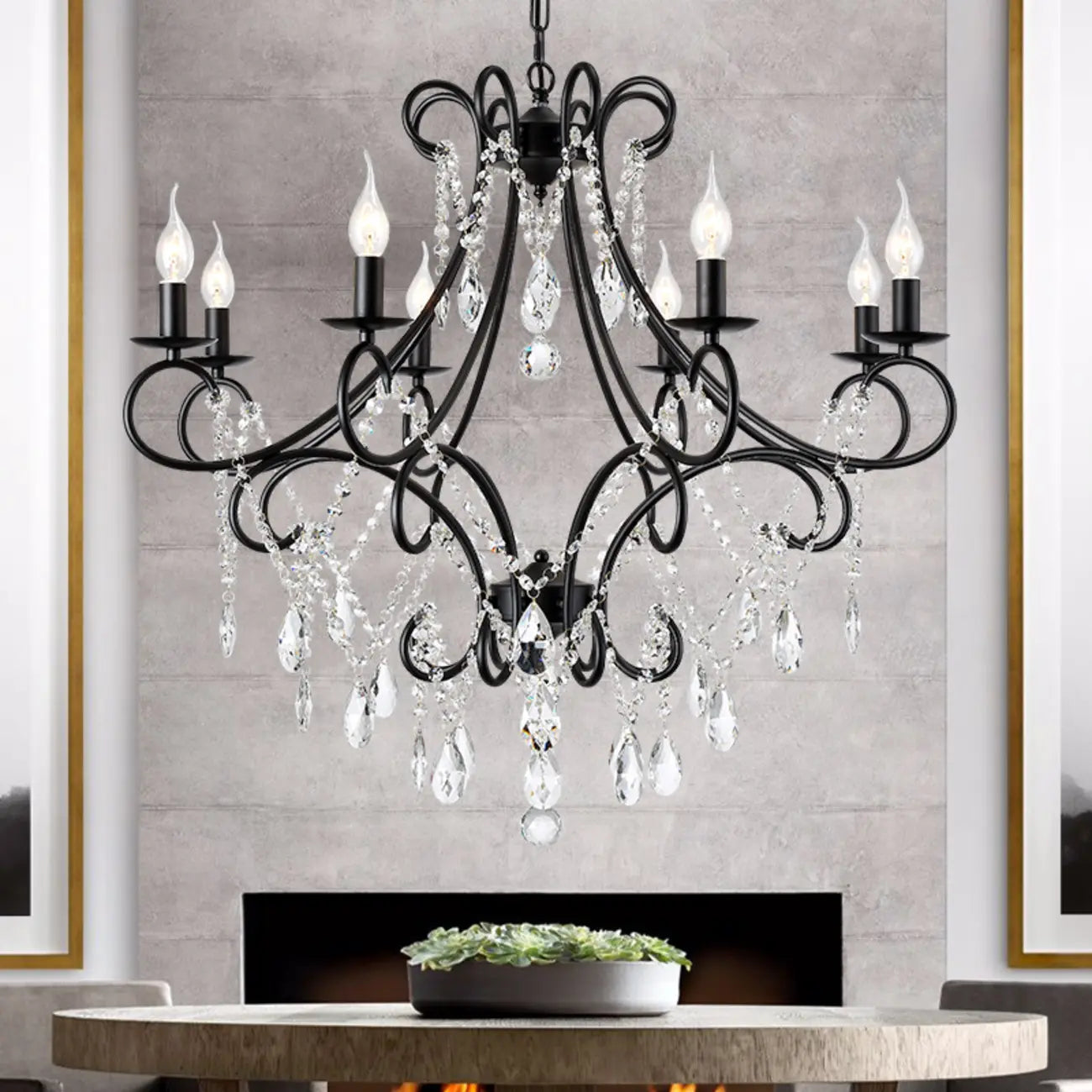 Elegant Gold Curved Crystal Candelabra Chandelier