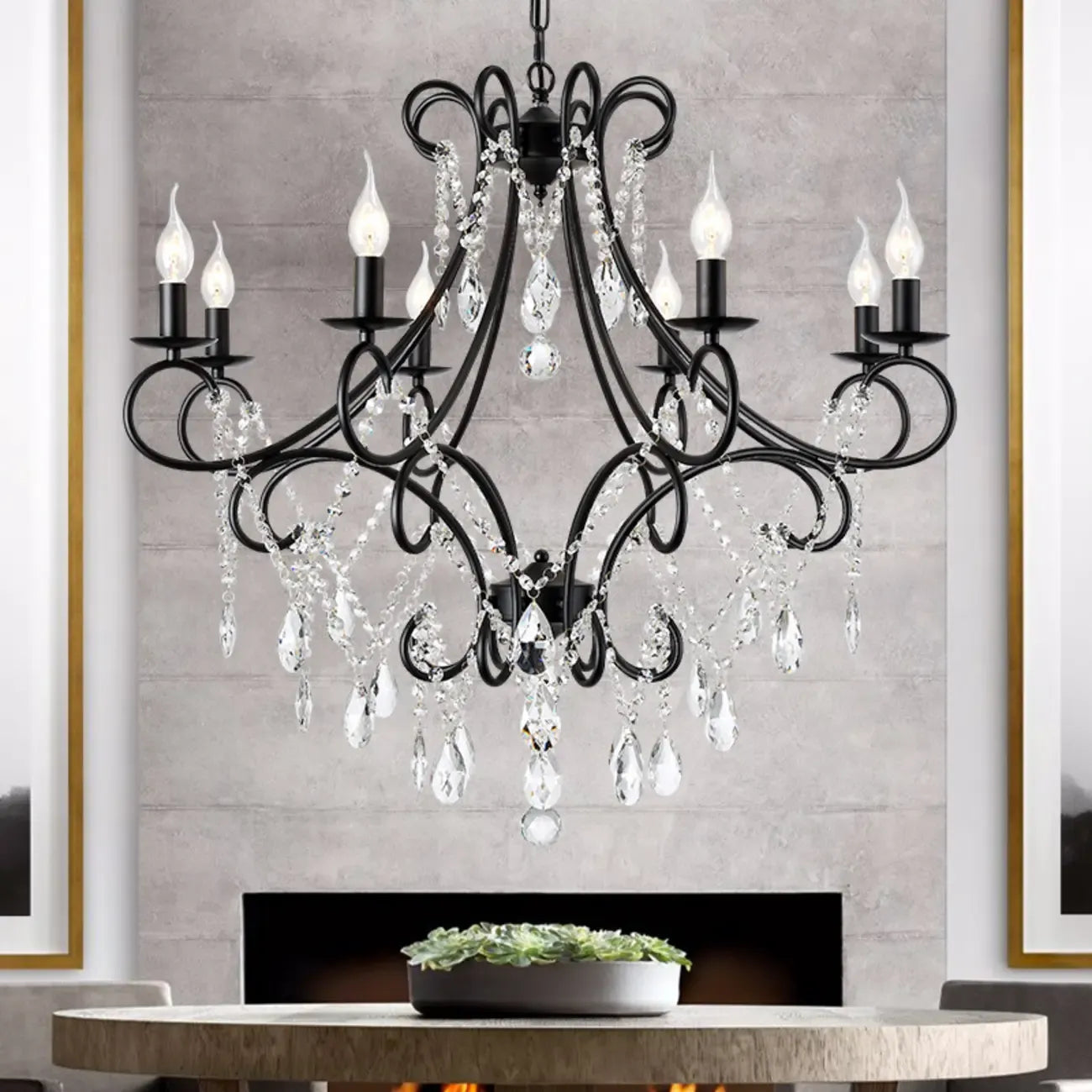Elegant Gold Curved Crystal Candelabra Chandelier
