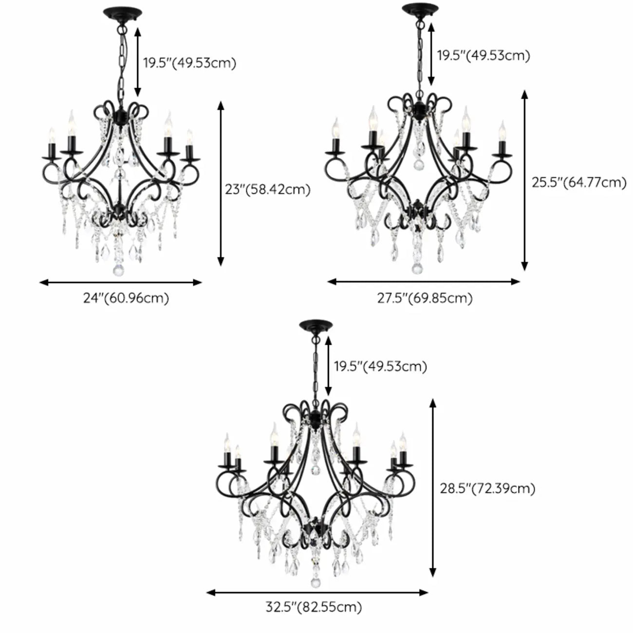 Elegant Gold Curved Crystal Candelabra Chandelier