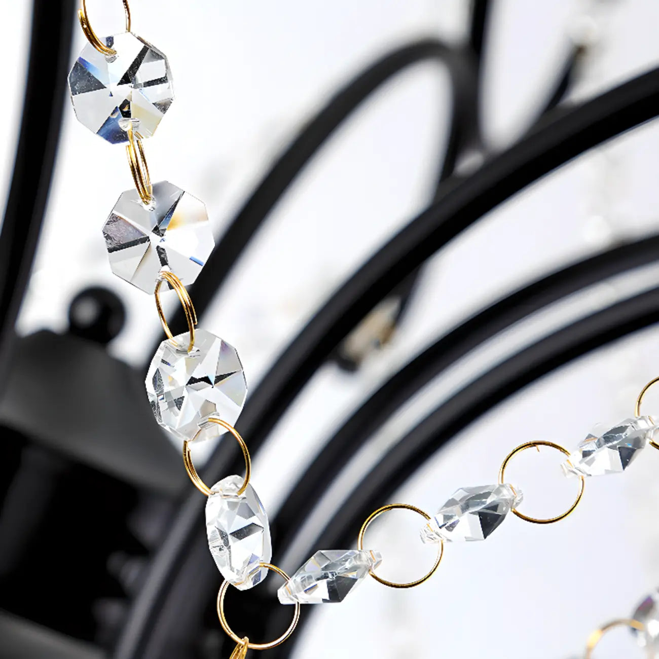 Elegant Gold Curved Crystal Candelabra Chandelier
