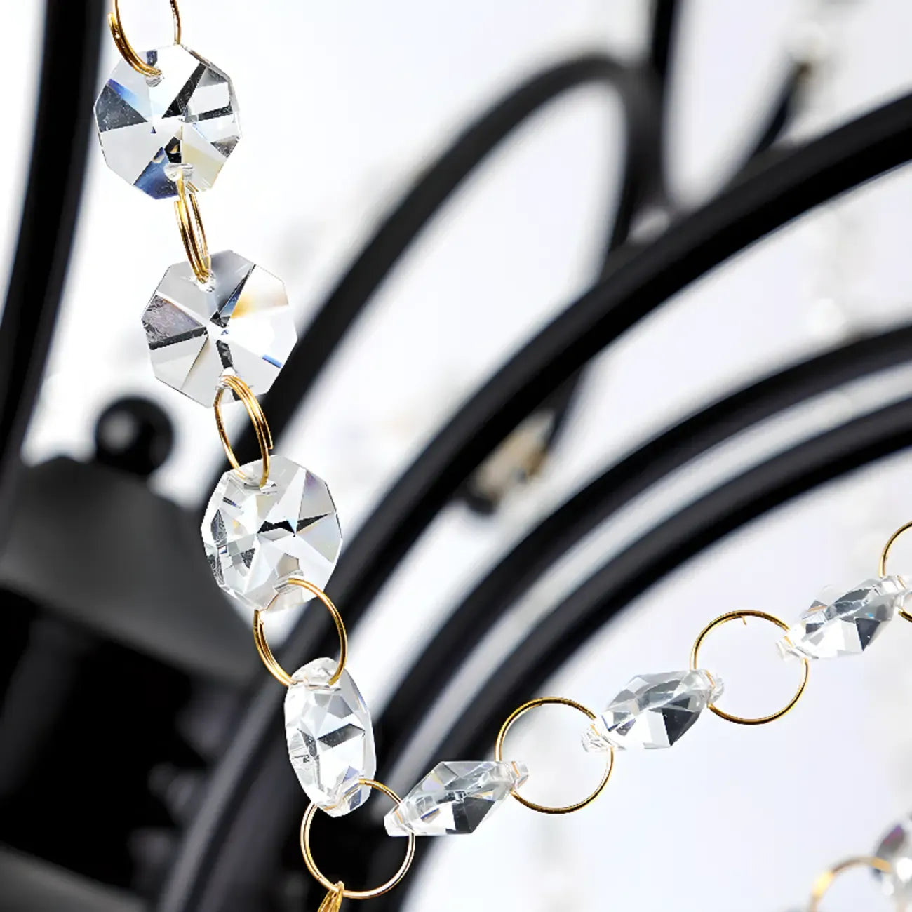 Elegant Gold Curved Crystal Candelabra Chandelier