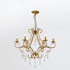 Elegant Gold Curved Crystal Candelabra Chandelier