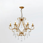 Elegant Gold Curved Crystal Candelabra Chandelier