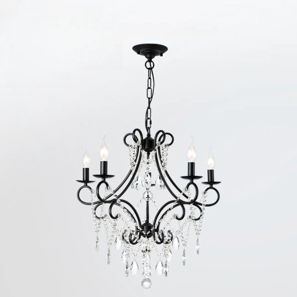 Elegant Gold Curved Crystal Candelabra Chandelier