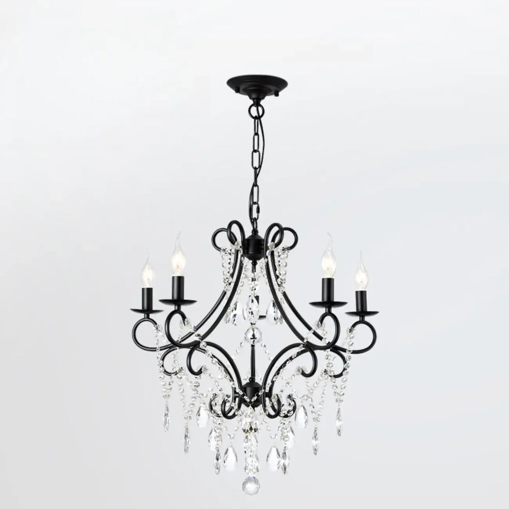 Elegant Gold Curved Crystal Candelabra Chandelier
