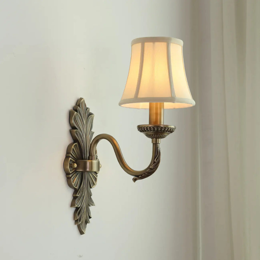Vintage Beige Brass Candelabra Wall Sconce with LED Light