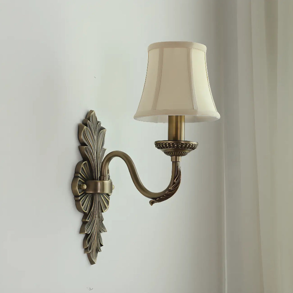 Vintage Beige Brass Candelabra Wall Sconce with LED Light