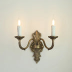 Vintage Beige Brass Candelabra Wall Sconce with LED Light