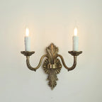 Vintage Beige Brass Candelabra Wall Sconce with LED Light