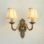 Vintage Beige Brass Candelabra Wall Sconce with LED Light