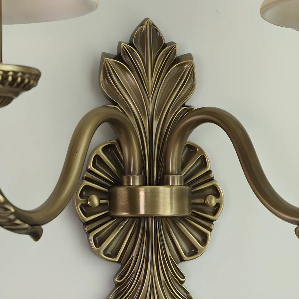 Vintage Beige Brass Candelabra Wall Sconce with LED Light