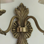 Vintage Beige Brass Candelabra Wall Sconce with LED Light