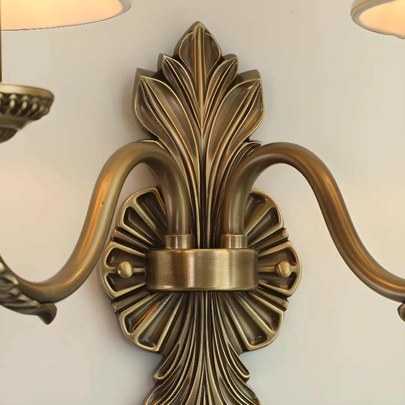 Vintage Beige Brass Candelabra Wall Sconce with LED Light