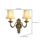 Vintage Beige Brass Candelabra Wall Sconce with LED Light