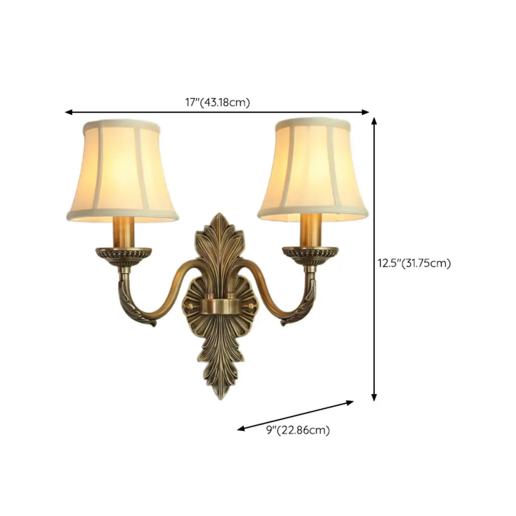 Vintage Beige Brass Candelabra Wall Sconce with LED Light