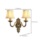 Vintage Beige Brass Candelabra Wall Sconce with LED Light